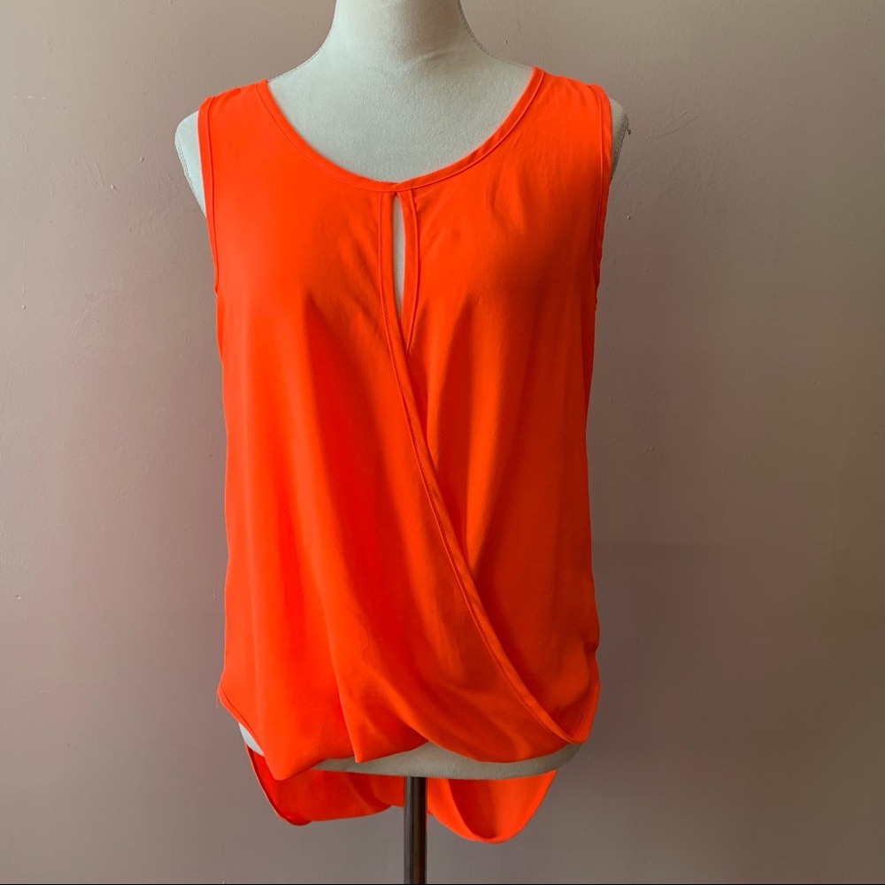 Style Tree Neon Orange Sleeveless Hi- Low Woman’s Top